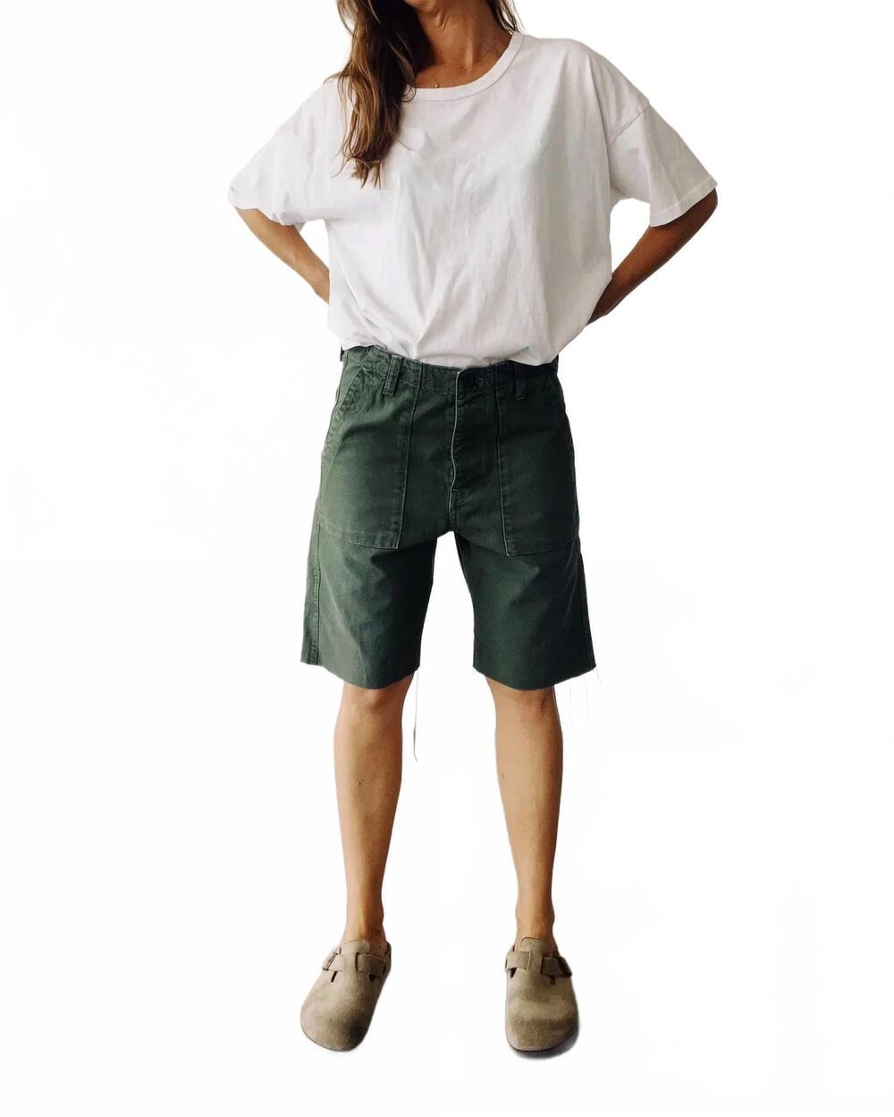 NEW HEY GANG officer mid rise shorts in fatigue